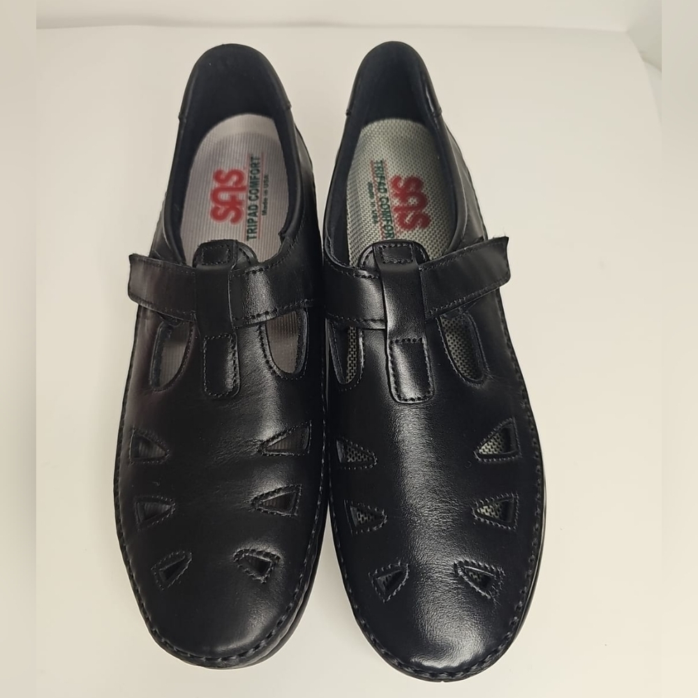 SAS Tripad Comfort Women's Black Leather Shoes Mary Jane Round Toe Size 12